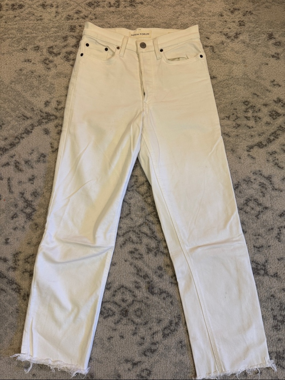 Denim Forum Arlo High Rise Straight Jeans White